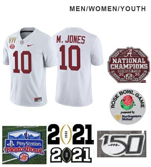 Youth Alabama Crimson Tide Mac Jones #10 College White Game Football Jersey  389843-117 - Mac Jones Jersey - Free Ship 